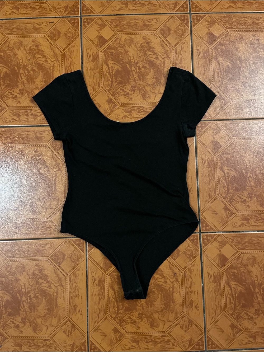 About A Girl Black Short Sleeve Scoop Neck Bodysuit